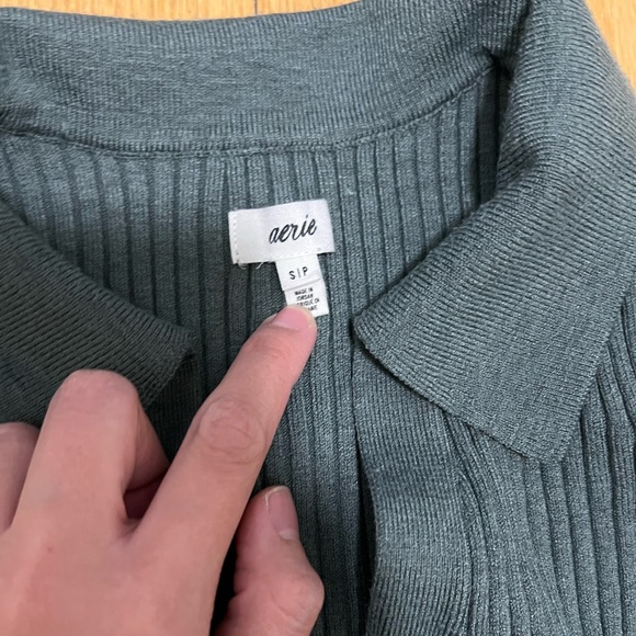 Aerie Gotta Jet! Polo Sweater and Skater Pant Set Royal Palm Size Small - Picture 4 of 15